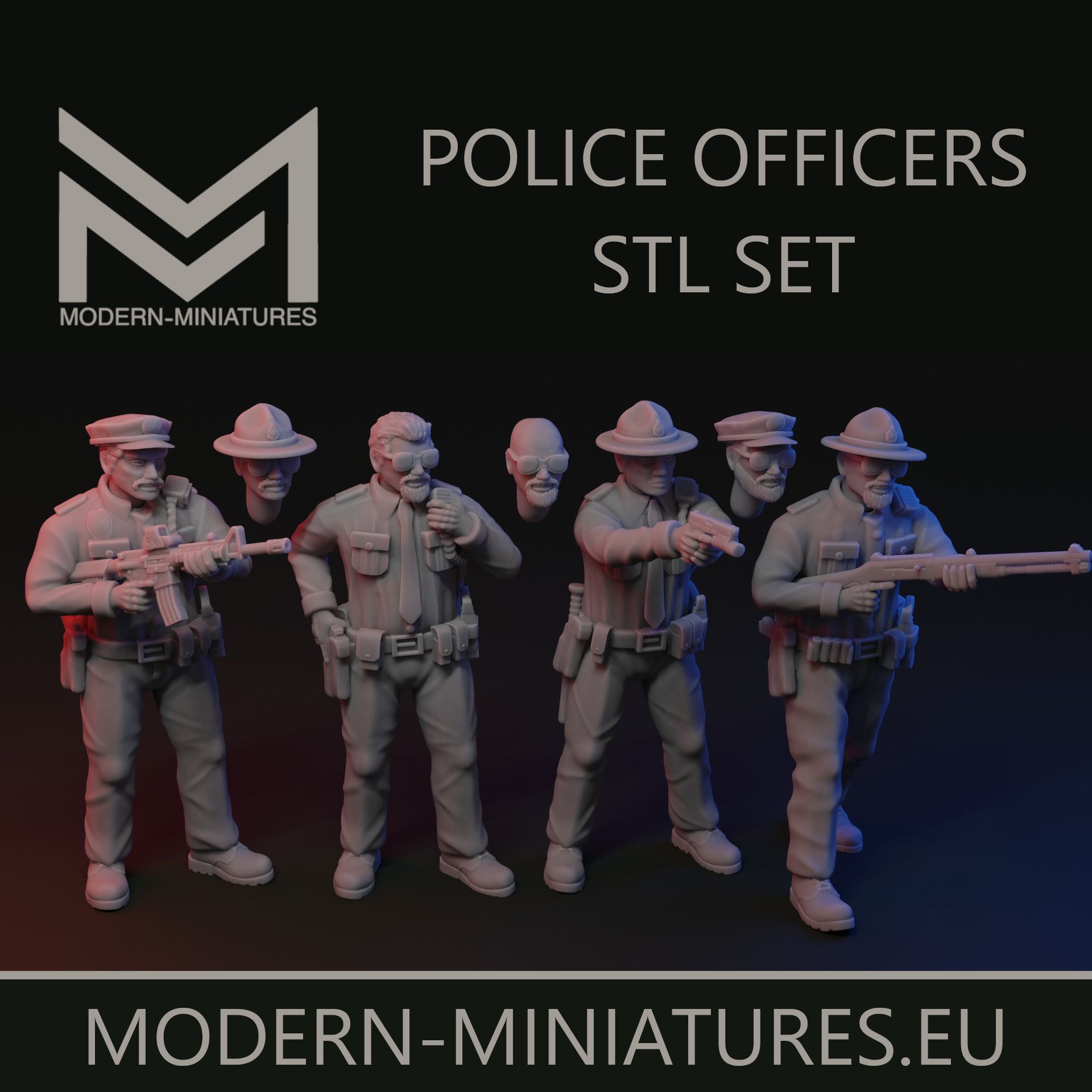 28mm Police Officers & Cop Miniatures with modular heads